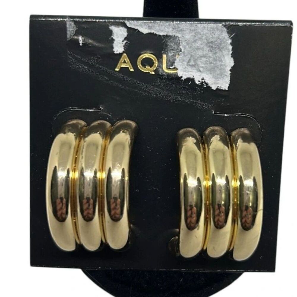 AQUA Triple Row Shield Drop Earrings In 14k Gold Plated
